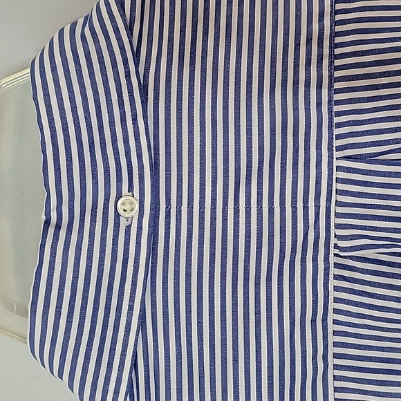 POLO Ralph Lauren Blue stripe button down shirt custom fit size XL 17.5 - Picture 6 of 7